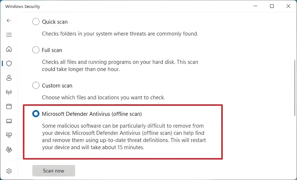 windows defender offline scan ويندوز ديفندر