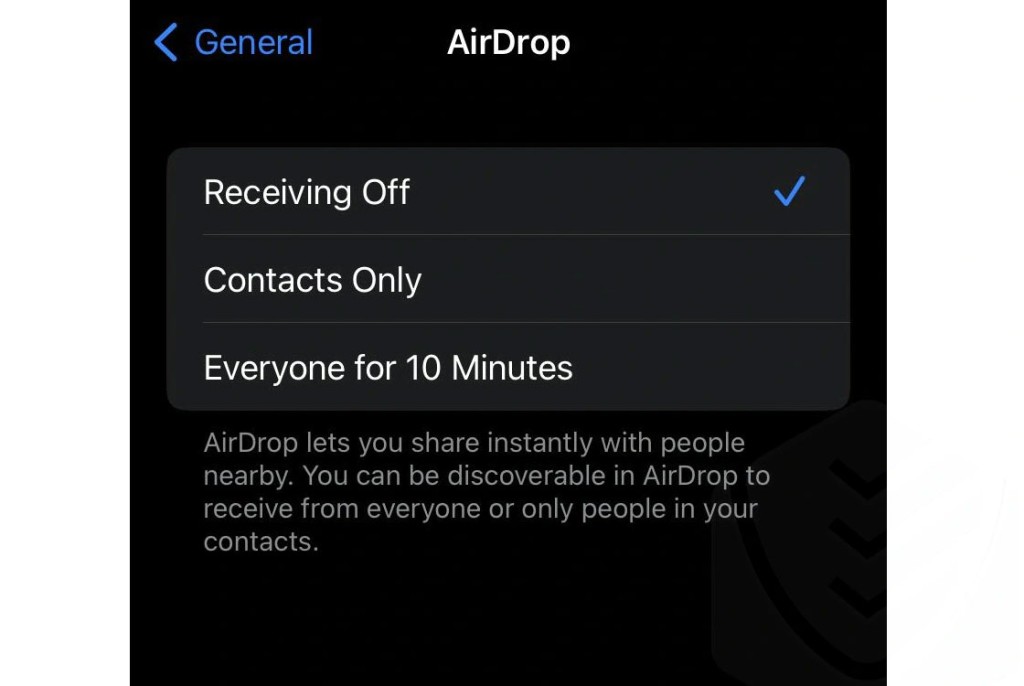 تعطيل airdrop