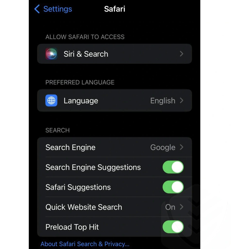 إعداد إعدادات الخصوصية في safari