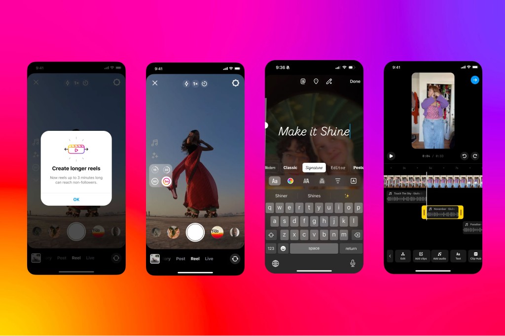 انستقرام يطلق ميزة reels مع 3 دقائق
